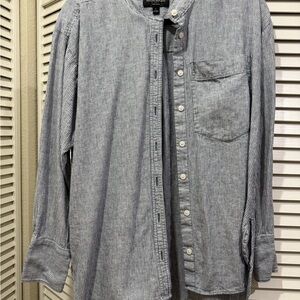 Banana Republic Navy and White Striped Linen Shirt